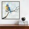 Little Blue Bird I by Ken Roko 16-in. W x 16-in. H. Canvas Wall Art Print Framed in Grey